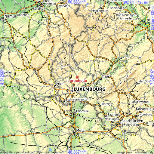 Topographic map of Larochette