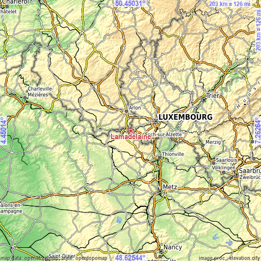 Topographic map of Lamadelaine
