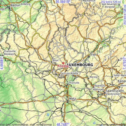 Topographic map of Kopstal