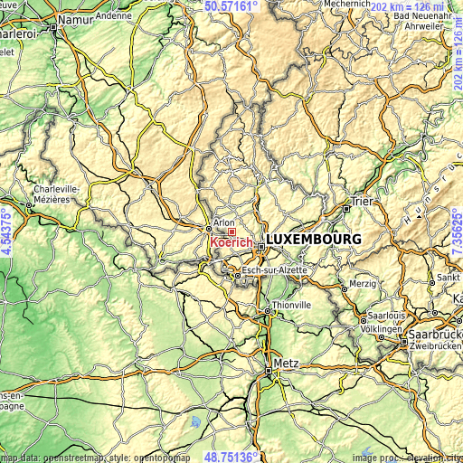 Topographic map of Koerich