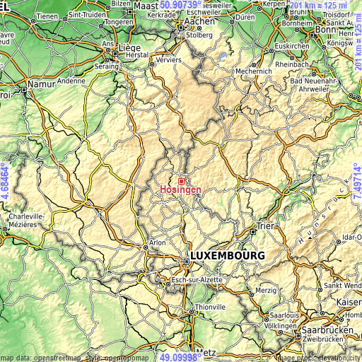 Topographic map of Hosingen
