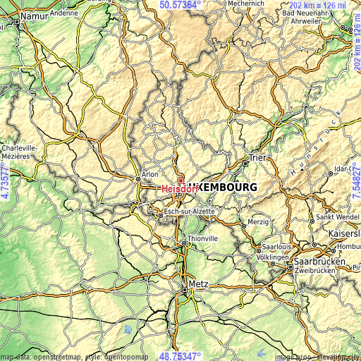 Topographic map of Heisdorf
