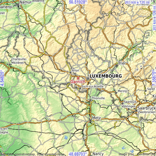 Topographic map of Garnich