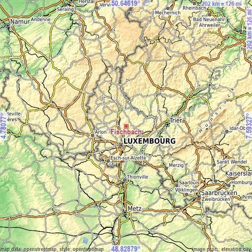Topographic map of Fischbach
