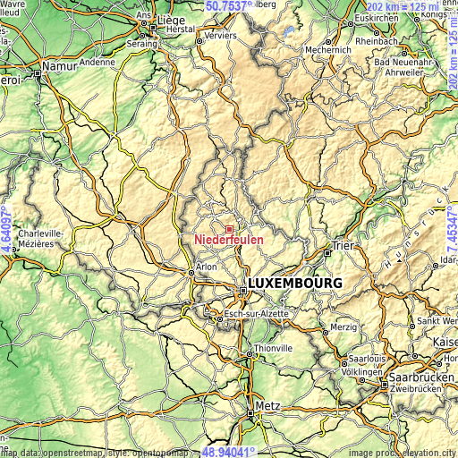 Topographic map of Niederfeulen