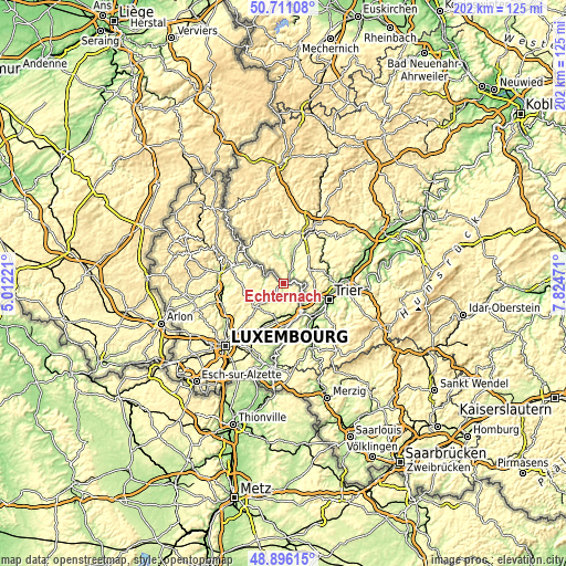 Topographic map of Echternach