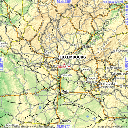 Topographic map of Dalheim