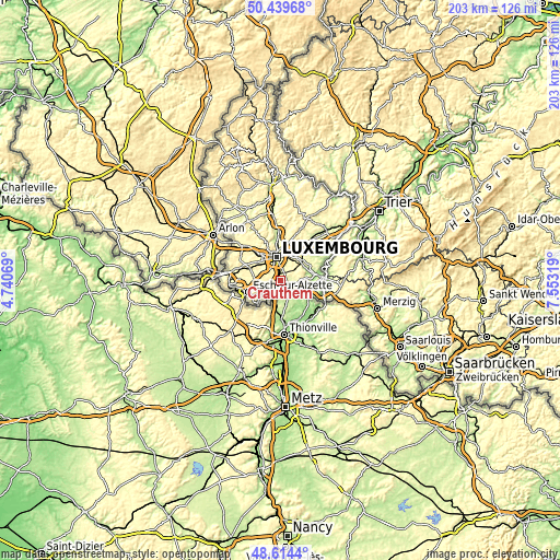 Topographic map of Crauthem