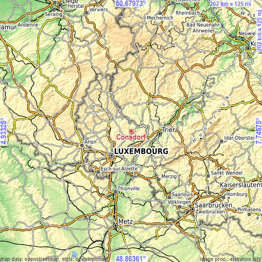 Topographic map of Consdorf