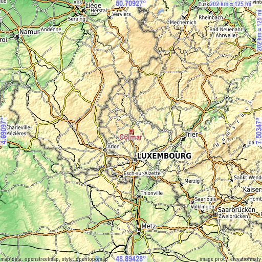 Topographic map of Colmar