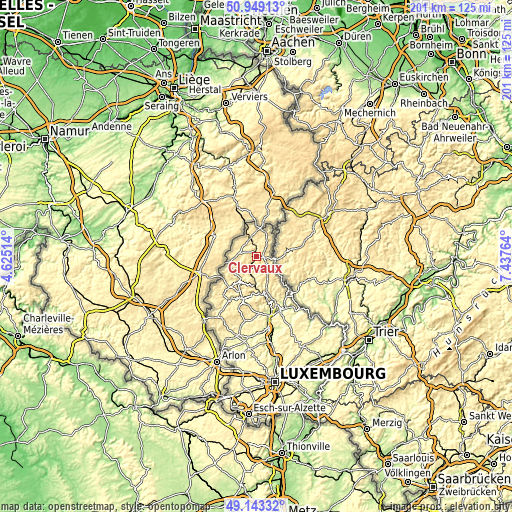 Topographic map of Clervaux