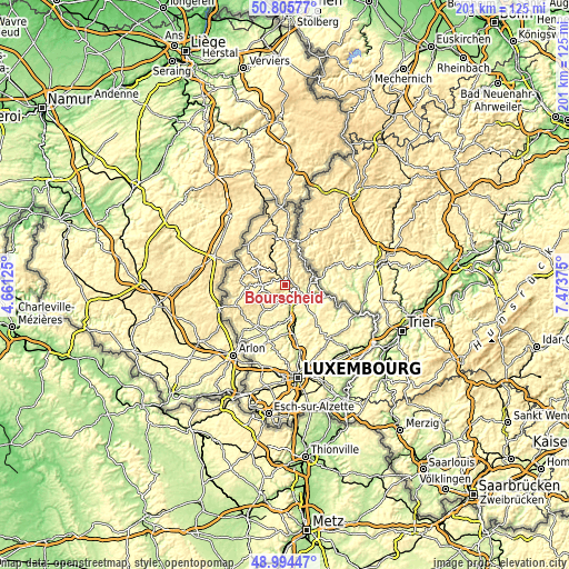 Topographic map of Bourscheid