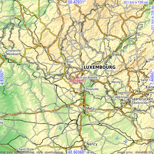 Topographic map of Bergem