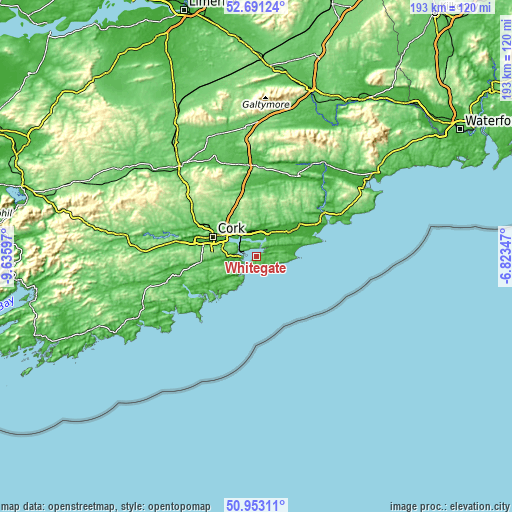 Topographic map of Whitegate