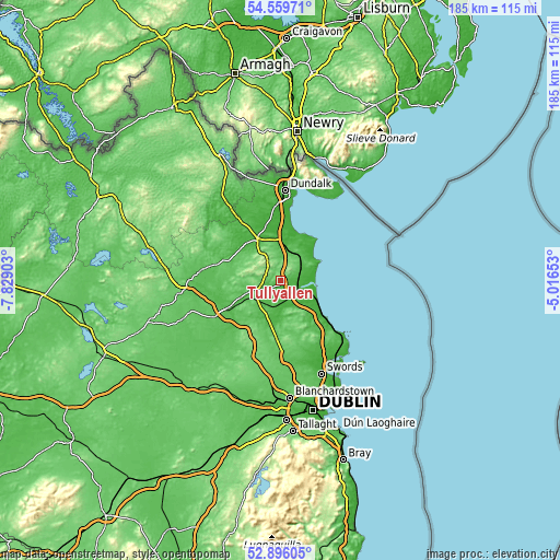 Topographic map of Tullyallen