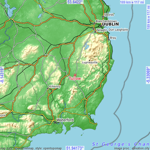 Topographic map of Tullow