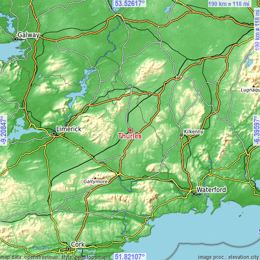 Topographic map of Thurles