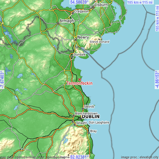 Topographic map of Termonfeckin