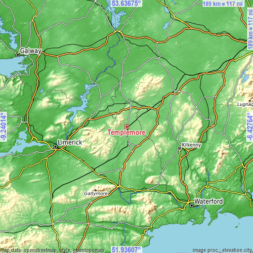 Topographic map of Templemore