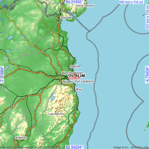 Topographic map of Sutton