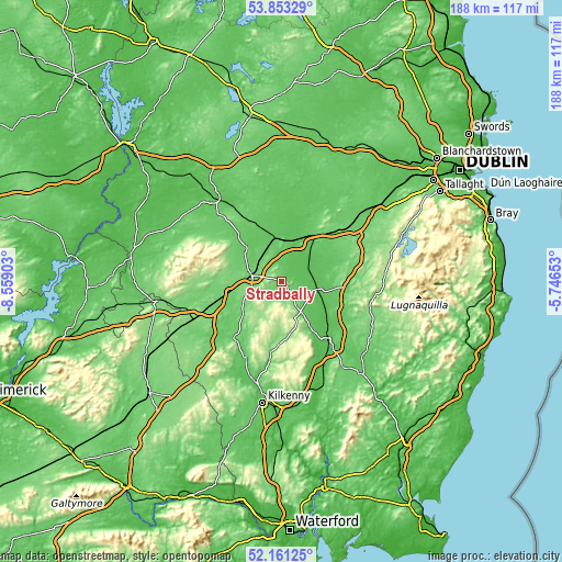 Topographic map of Stradbally