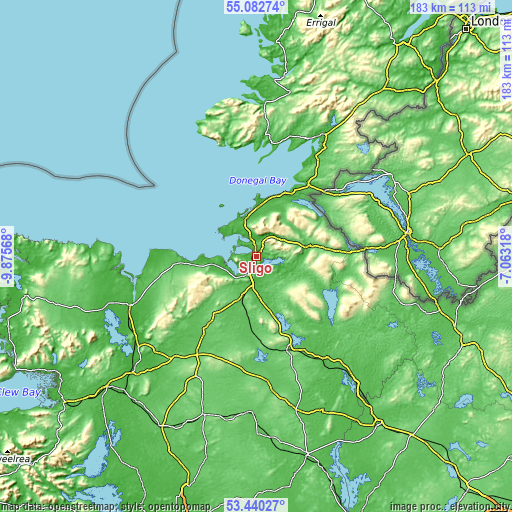 Topographic map of Sligo