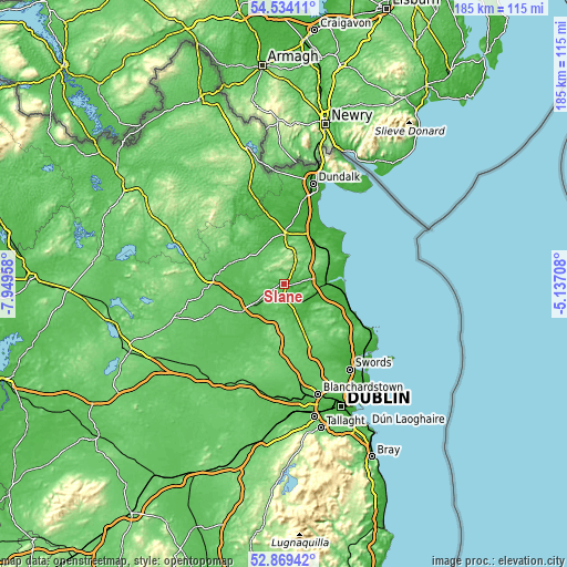 Topographic map of Slane