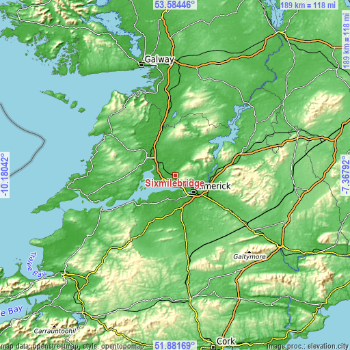 Topographic map of Sixmilebridge