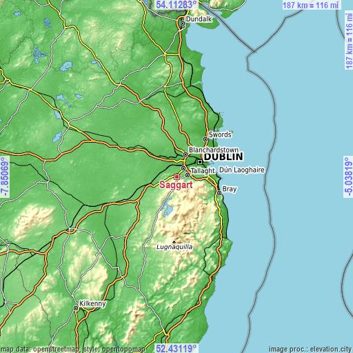 Topographic map of Saggart