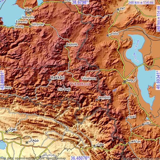 Topographic map of Yüksekova