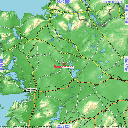 Topographic map of Roscommon