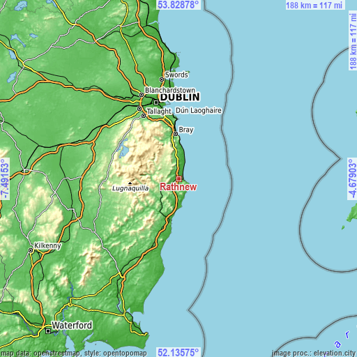 Topographic map of Rathnew