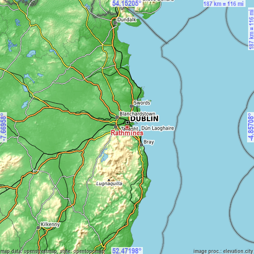 Topographic map of Rathmines