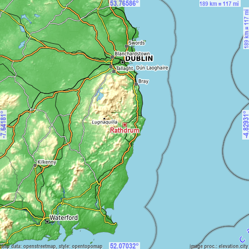 Topographic map of Rathdrum