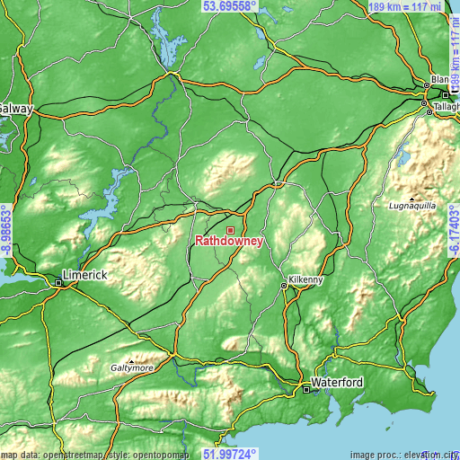 Topographic map of Rathdowney