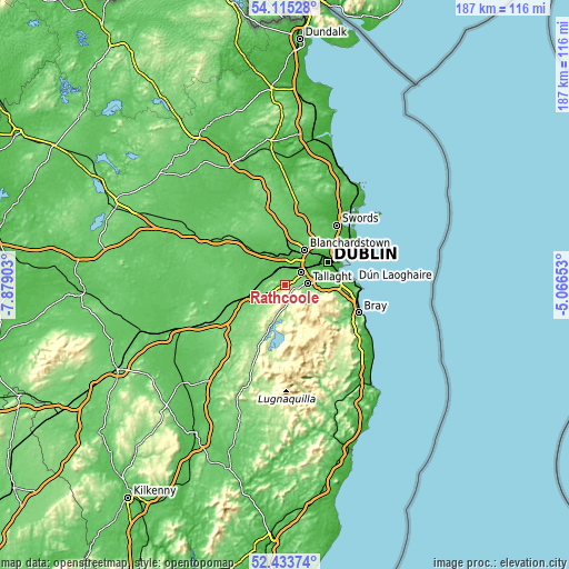 Topographic map of Rathcoole