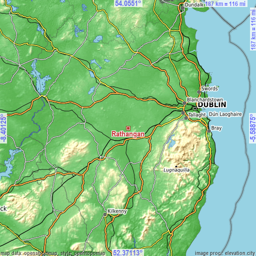 Topographic map of Rathangan