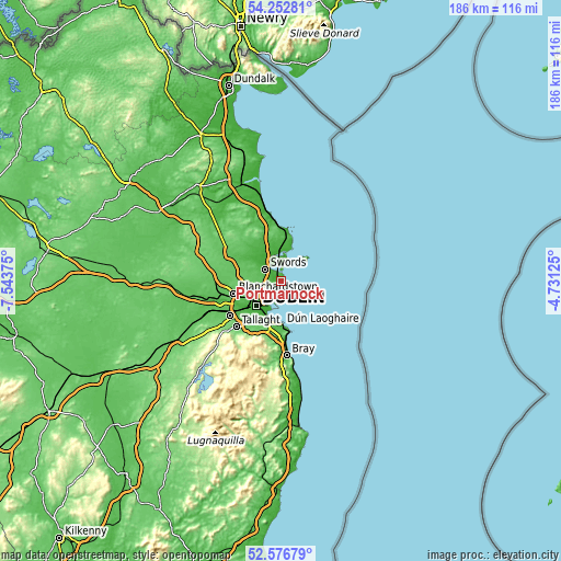 Topographic map of Portmarnock