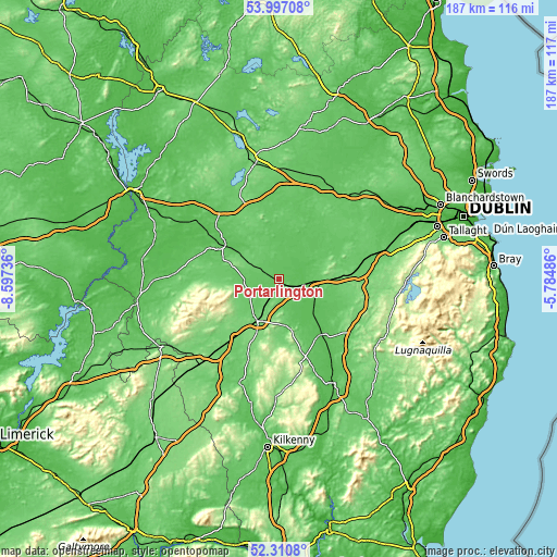 Topographic map of Portarlington