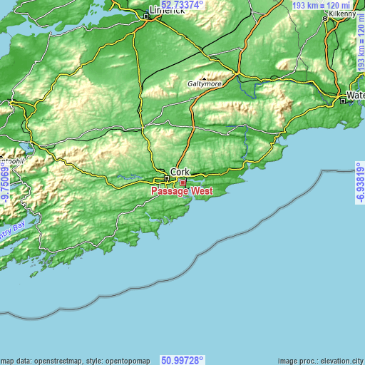 Topographic map of Passage West