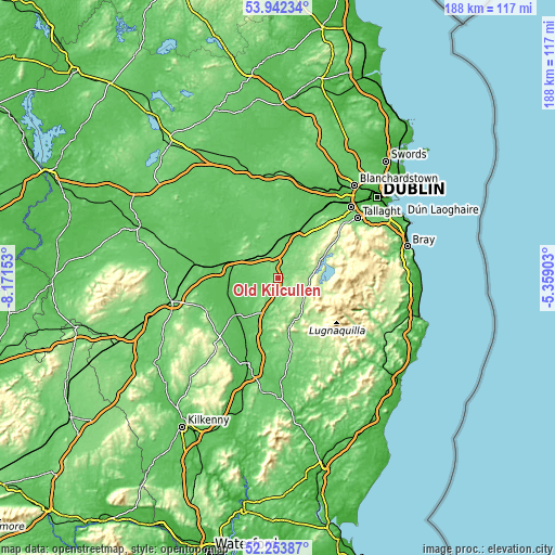 Topographic map of Old Kilcullen