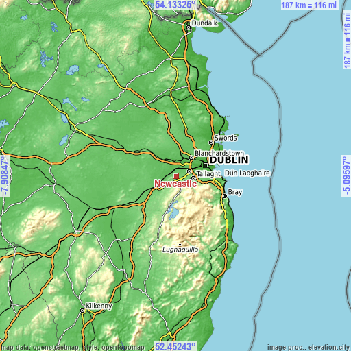 Topographic map of Newcastle