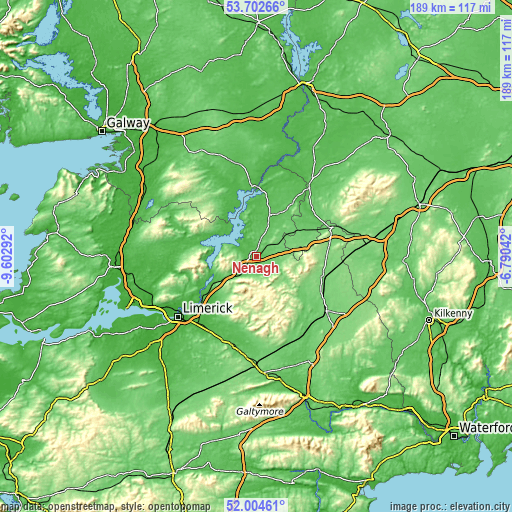 Topographic map of Nenagh