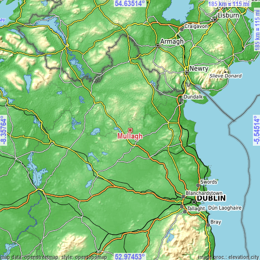 Topographic map of Mullagh
