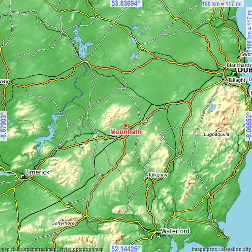 Topographic map of Mountrath
