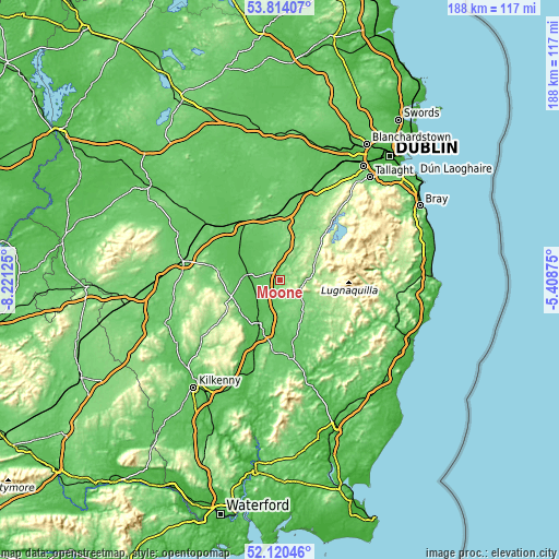 Topographic map of Moone