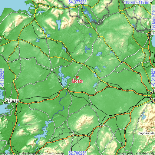 Topographic map of Moate
