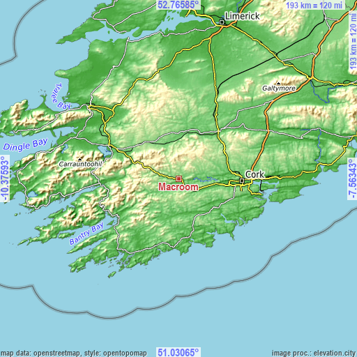 Topographic map of Macroom