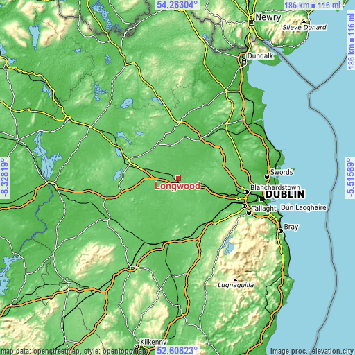 Topographic map of Longwood