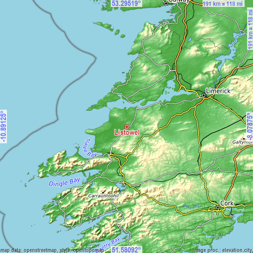 Topographic map of Listowel